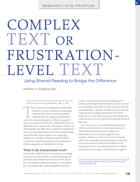 Complex Text or Frustration-level Text Article